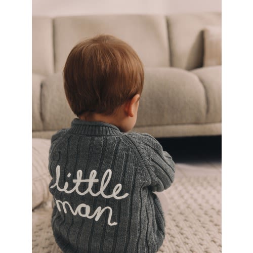 Grey Little Man 100% Cotton Cardigan (0mths-2yrs)