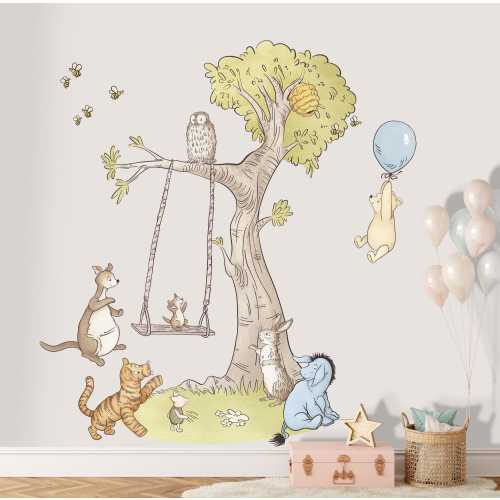 Large Winnie the Pooh and Friends Wall Decal for Kids Room, Pooh Nursery Sticker, Peel and Stick Children's Bedroom Decor