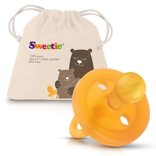 SWEETIE Rubber Pacifier Natural Rubber Pacifier Rounded (Natural Color, 6-12 Month)