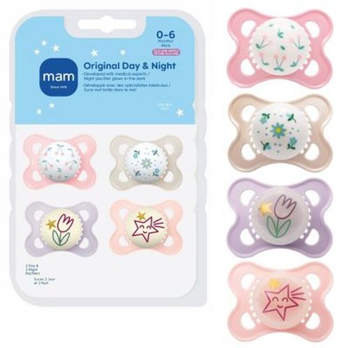MAM Original Pacifiers 0-6m - Girl - 4pk: BPA-Free, Silicone