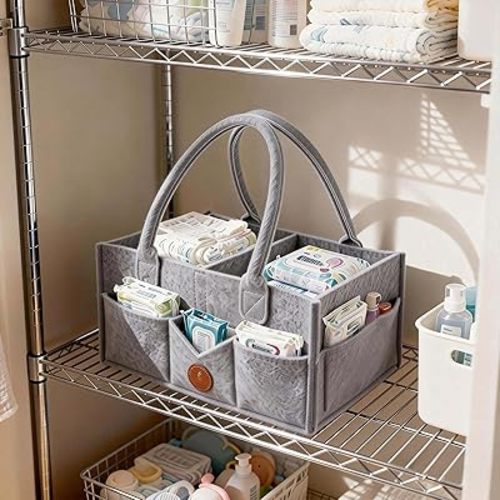 2-Pack Diaper Caddy Organizer for Changing Table, Nursery Storage Bin Basket with Handle, Felt Diaper Organizer Car Diaper Caddy Suitable for Indoor Outdoor : Amazon.ca: Baby