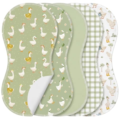 SmoothNovelty 5 Pack Silly Goose Baby Burp Cloths Soft Absorbent Burping Rags for Newborns 19"x9" Spit up Cloths for Boy Girl Newborn Baby Shower Registry Gifts Set Nursery Decor