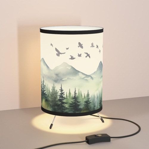 Mountains Lamp, Forest Nursery Decor, Pine Forest Lamp, Wildlife Lamp, Pine Tree and Mountains table lamp, pine tree lamp, Kids Room Lamp
