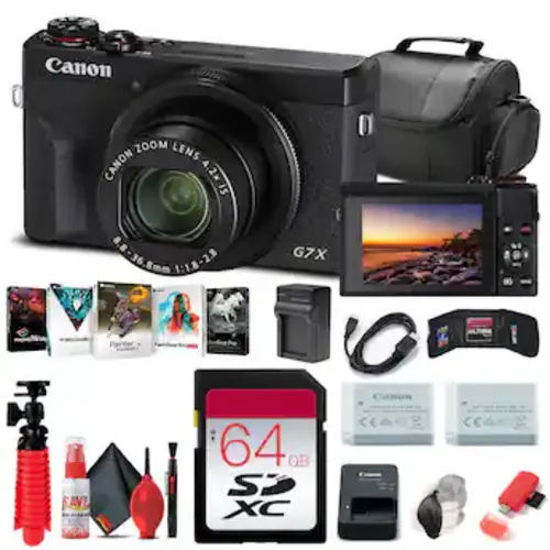Bundle - Canon - PowerShot G7 X Mark III Digital Camera (3637C001) + 64GB Card Battery - Black