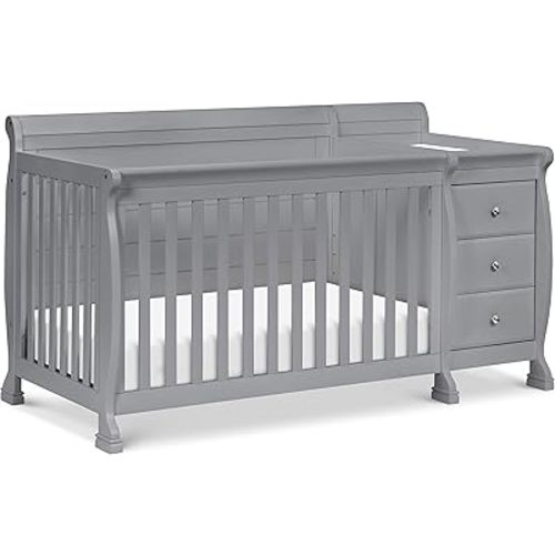 DaVinci Kalani 4-in-1 Convertible Baby Crib & Changing Table Combo - GREENGUARD Gold Certified - Toddler Bed, Daybed, Full-Size Bed Conversion - 4 Adjustable Mattress Heights - Gray