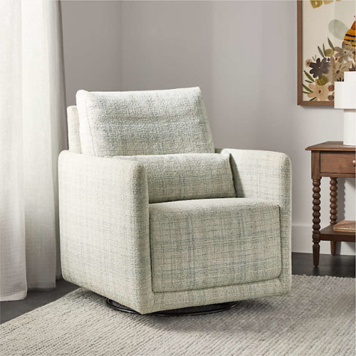 Bowie Blue and Gray Plaid Swivel Glider