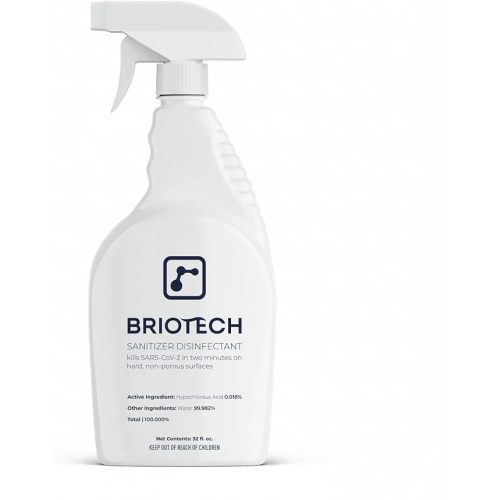BRIOTECH Sanitizer Disinfectant Hypochlorous Spray, Kill 99.99% of Viruses & Bacteria, Control Mold, Eliminate Odor, Gentle for Nursery & Play Rooms, Food Contact Surface Sanitizer, 32 fl oz