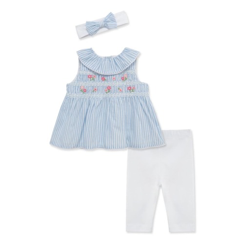 Floral Smocked Tunic, Leggings & Headband Set
