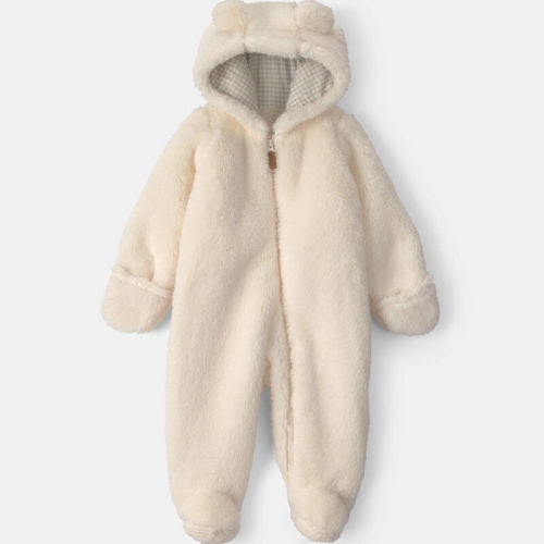 Baby Bear Teddy Fleece Long-Sleeve Jumpsuit - Cream | Carter’s Oshkosh Canada
