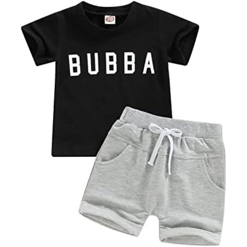 ZIMBRO Toddler Baby Boy Summer Clothes Little Dude Letter Short Sleeve T-Shirt Top Soild Color Shorts Outfit 2Pcs Set