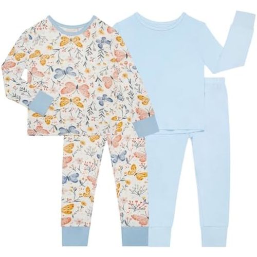 hibshaby Rayon of Bamboo Kid Clothes Top and Bottom Sets - Toddler Boys Girls Matching Outfits of Cute Print and Solid Colors