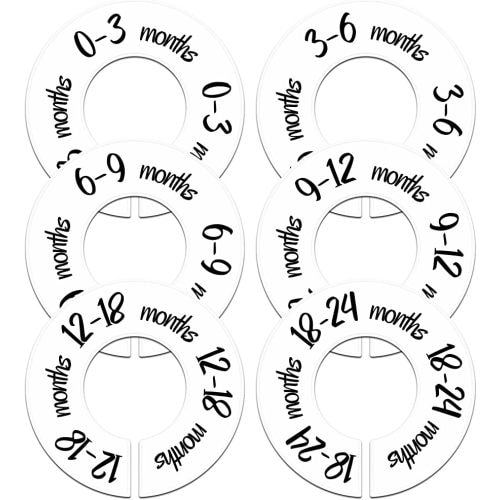 Pro Goleem Baby Closet Dividers Unisex Baby Closet Organizer for Nursery Baby Clothes Size Age Dividers Fits 1.5" Rod 6 PCS