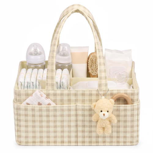 Baby Diaper Caddy Organizer With Removable Dividers for Baby Essentials