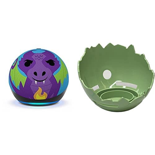 Echo Dot (5th Gen, 2022 release) Kids | Designed for kids, with parental controls | Dragon |& the Dragon Egg Stand