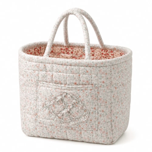 Quilted Basket, Quilted Car Basket, Foldable Storage Basket With Handles, Cotton Organizer Bin for Car, Home, Travel and Everyday Use