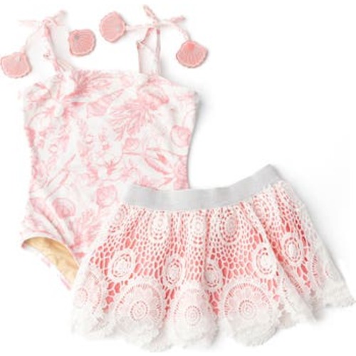 Kids' Seaside UPF 50+ One-Piece Swimsuit & Cover-Up Skirt Set, 6-12M