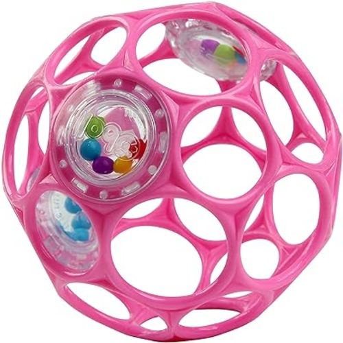 Bright Starts Oball Rattle Easy-Grasp Toy - Pink, Ages Newborn - 1 Count (Pack of 1)