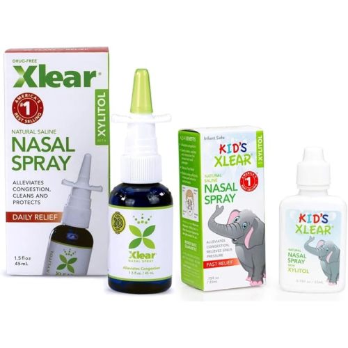 Xlear Natural Xylitol Nasal Spray Bundle for Kids and Adults
