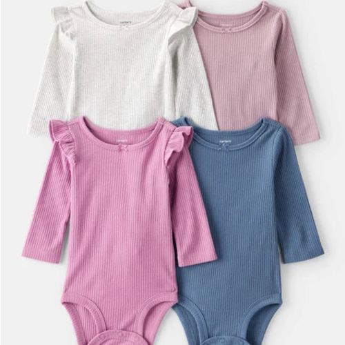 Baby Girl 4-Pack Long-Sleeve Multipack Bodysuits | Carter's