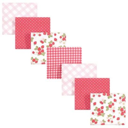 Hudson Baby Infant Girl Cotton Flannel Receiving Blankets Bundle, Strawberries, One Size