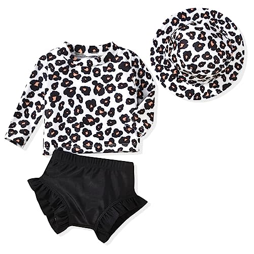 HINTINA Newborn Baby Girl Long Sleeve Swimsuit Bathing Suit with Hat
