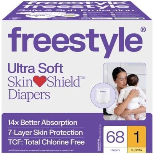 Free-Style Ultra Soft SkinShield Diapers, Size 1, 6-12 lbs, 68 Count