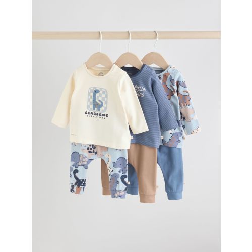 Blue Dino Tops and Leggings 6 Piece Baby Set (0mths-3yrs)