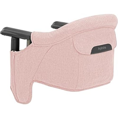 Inglesina Fast Table Chair, Powder Pink - Portable Baby High Chair - for Babies & Toddlers up to 37 lbs - Collapsible - Fits Tables 0.8'' to 3.5'' Thick - Compact & Easy to Use - Travel Bag Included