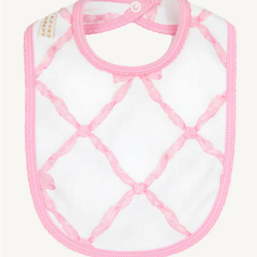 Burp Me Bib - Belle Meade Bow with Pier Party Pink
