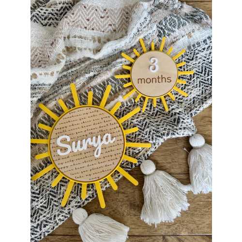 Sunshine Birth Announcement Milestone Marker / Sun Theme Nursery Decor / Sunny Baby Shower Gift / You Are My Sunshine Baby Milestone Disc