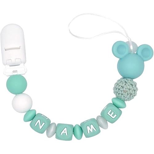 Personalized Pacifier Clip with Name Customizable Mouse (Green)