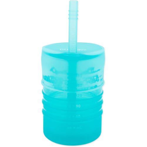 Bumkins Baby and Toddler Cups, Sippy Cup with Straw, Spill Proof, Transition Cup for Babies Ages 1 Year, Safely Sip from Lid, Straw or Cup, First Year Supplies, Platinum Silicone, Holds 7oz, Blue