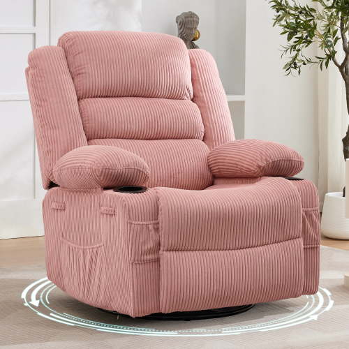 Swivel Rocker Recliner Chair Oversized 54 Inch Wide Seat with 360 Degree Swivel and Cup Holder Single Sofa for Living Room Nursery Apartment Reading Nook Multiple Colors