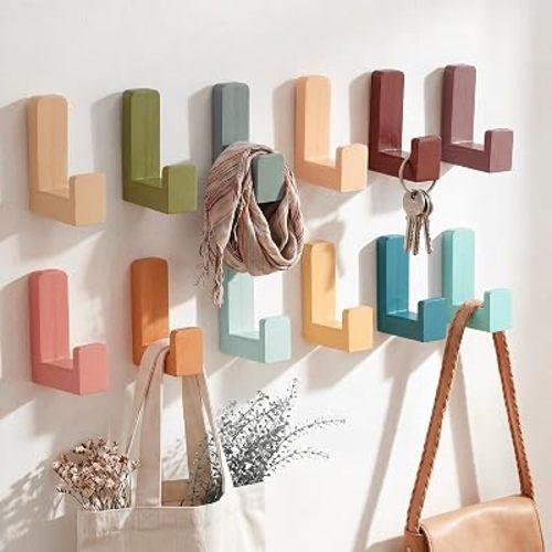 Teenyyou 12 Pcs Cute Kids Wall Hooks Adhesive for Backpack Multicolor