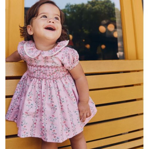 Pink Garland Floral Sara Baby Girl Hand-Smocked Set | La Coqueta UK – La Coqueta Kids