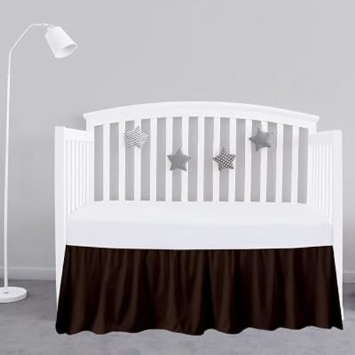 SKY BEDDINGS Chocolate Crib Bed Skirt 14" Drop, Fits 28" x 52", Dust Ruffle