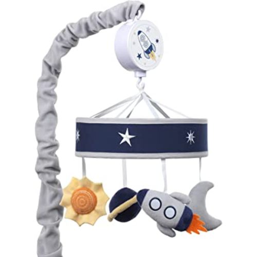 Lambs & Ivy Milky Way Musical Baby Crib Mobile - Blue/Navy/Gray Space Theme