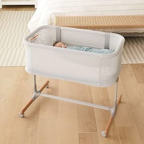 Skip Hop Cozy-Up 2-in-1 Bedside Sleeper Blue and White Clouds 100% Cotton Fitted Bassinet Sheet