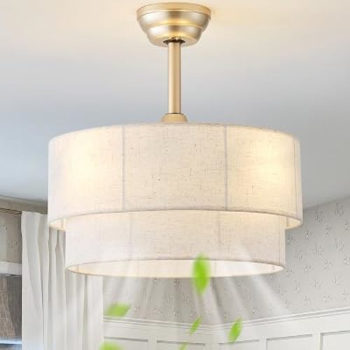 20" Boho Fandelier Ceiling Fans with Lights, Fabric Chandelier Ceiling Fan with Light Remote Control, Caged with 6 Speeds for Living Room, Bedroom, Nursery.