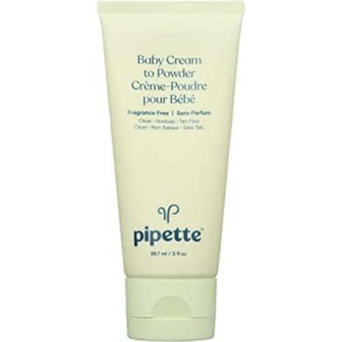 Pipette Baby Cream to Powder, Keep Baby's Skin Happy with Renewable Plant-Derived Squalane, Fragrance Free, 3 Fl Oz