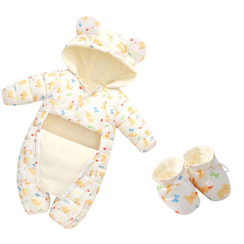 Ketyyh-chn99 Boys And Girls Outfit Sets 0-24 Months Infant Newborn Cute Cartoon Animals Hooded Snow Wear Winter Jumpsuit Outwear Snowsuit Warm Romper Coat With Shoes Suits E,0-6 Months