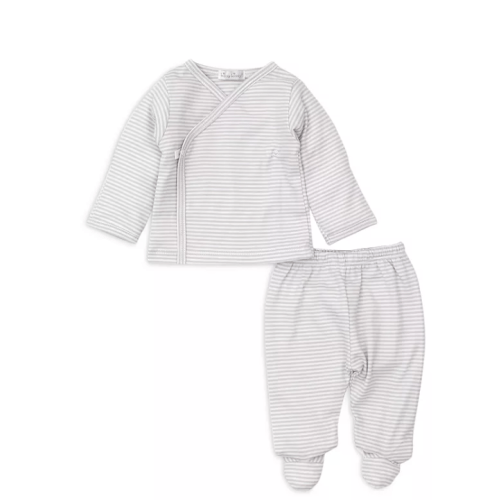 Unisex Cotton Striped Shirt and Footed Pants Set - Baby