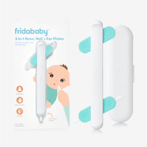 Frida Baby 3-in-1 Nose, Nail + Ear Wax Removal Tool, Baby Ear Cleaner + Baby Nose Cleaner and Nail Tool for Babies + Toddlers, Safely Clean Baby's Boogers