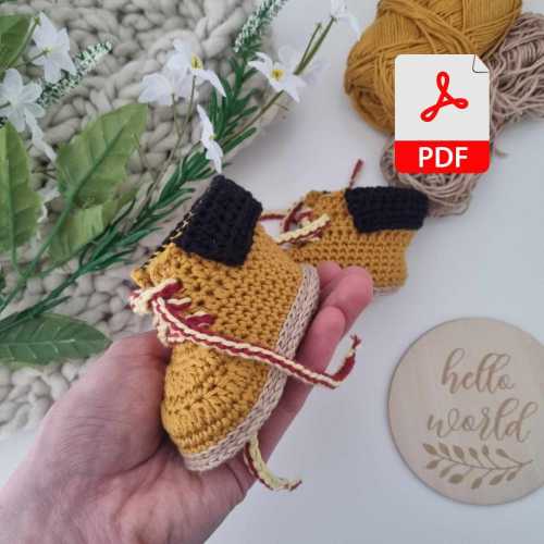 Pattern only: Baby timb work boots crochet pattern, Crochet baby booties, toddler shoe crochet pattern, newborn baby gift, baby shower gift