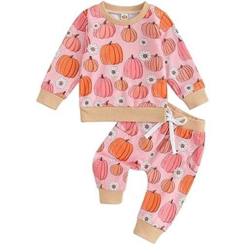 Cute Baby Girl Clothes Long Sleeve Print Sweatshirt Top and Pants Set Toddler Girl Fall Outfits