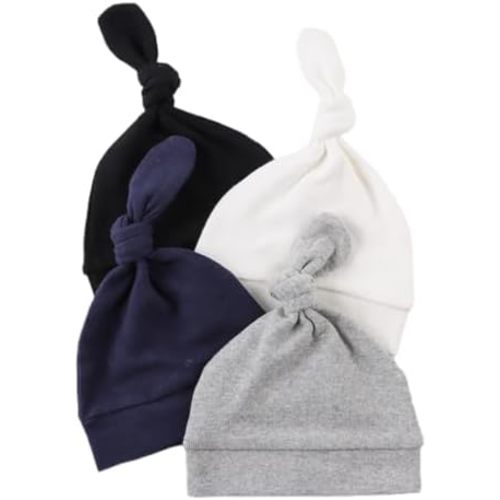 Bamery Newborn Hospital Hat Organic Cotton Baby Hat 0-12 Months Preemie Infant Boy Girl Beanie Cap 4-Pack