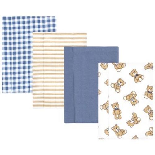Hudson Baby Infant Boy Cotton Poly Flannel Burp Cloths, Gentleman Bear, One Size