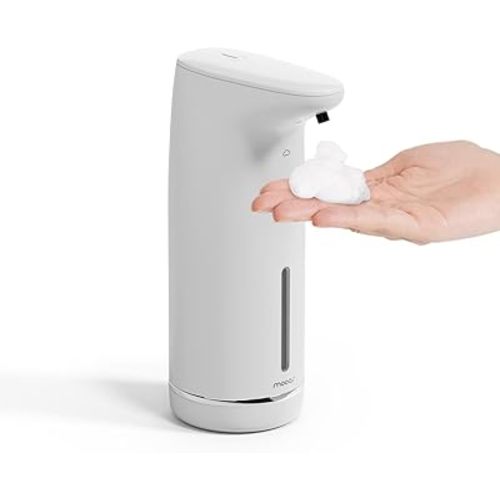 mooas Automatic Foaming Soap Dispenser Milky Touchless Foaming Hand Soap Dispenser, USB Rechargeable Electric Sensor Auto Foam Soap Dipsenser for Bathroom Kitchen Dish Wash Commercial 10.8oz (White)