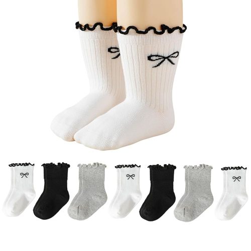 7 Pairs Baby Girls Ruffle Socks Toddler Infant Girls Boys Frilly Cute Ankle Socks Soft Cotton Size 3M - 5Y