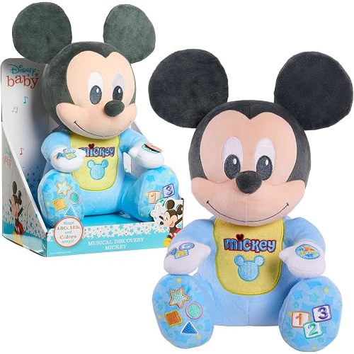 Disney Baby Musical Discovery 10-inch Interactive Plush Mickey Mouse, Music and Phrases, Early Learning, Toddler
